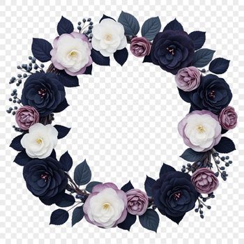 A floral wreath with high-resolution transparent background suitable for sublimation printing.
