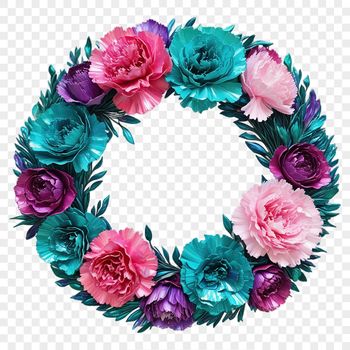 A high-resolution floral wreath with clear background, perfect for sublimation printing or digital use.