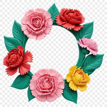 Floral floral wreath on clear background with high resolution transparent pixels ideal for sublimation print.