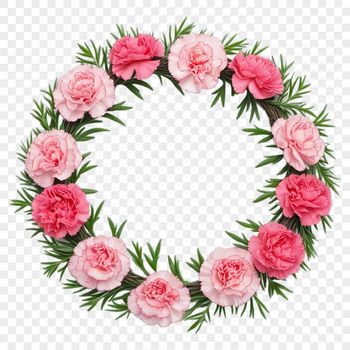 A digital floral wreath with a clear background.
