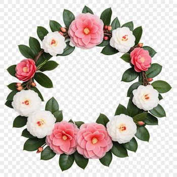 A high-resolution floral wreath design in transparent PNG format.