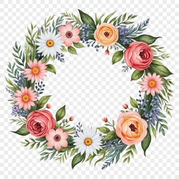 A floral wreath made from a variety of flowers in high resolution.