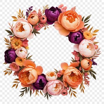 A high resolution floral wreath design with a clear background for commercial and personal use.