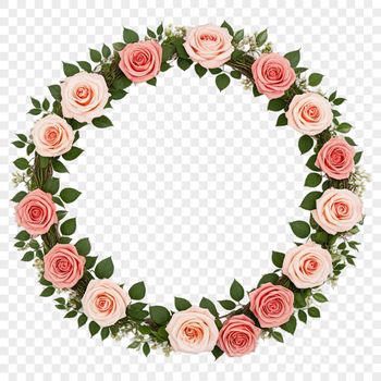 A high-resolution floral wreath with a transparent background, suitable for sublimation printing or creative projects.