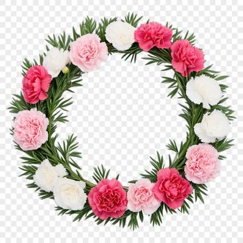 A high-resolution floral wreath with a transparent background, suitable for commercial and personal use.