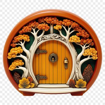 A transparent PNG image of a small fairy door with a clear background, perfect for sublimation printing or commercial use.
