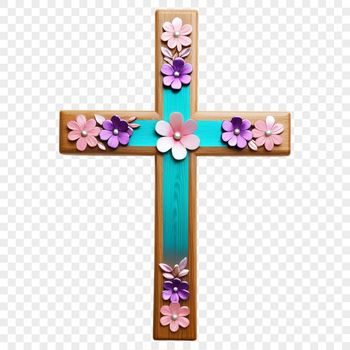A transparent PNG image of a traditional cross with intricate details, suitable for sublimation printing.