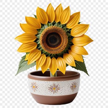 A large, high-resolution sunflower with a clear background and transparent PNG format.