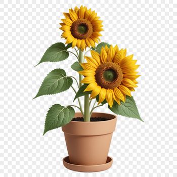 A high-resolution PNG image of a single sunflower in a clear background, ideal for print quality and DIY projects.