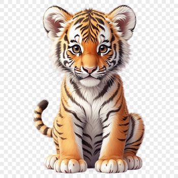 A high-resolution image of a tiger in a transparent background, suitable for commercial and personal use.