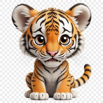 A high-resolution illustration of a tiger in a clear transparent background, suitable for commercial and personal use.