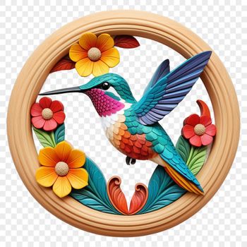 A vibrant illustration of a hummingbird in flight, suitable for high-resolution printing and digital applications.