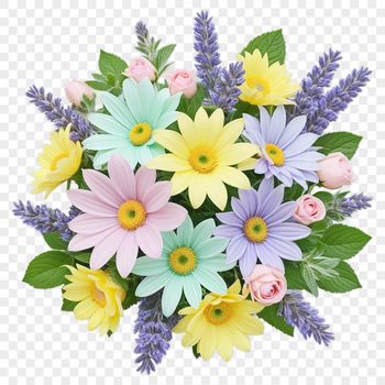 A high-resolution bouquet of flowers with a clear transparent background, ideal for commercial and personal use.