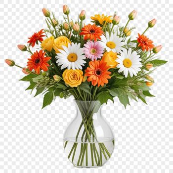 A bouquet of flowers in a transparent PNG format.