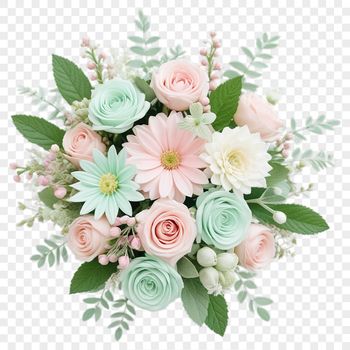 A collection of colorful flowers arranged in a bouquet, suitable for digital and commercial use.