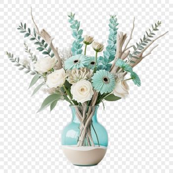A bouquet of mixed flowers in high resolution with a transparent background.