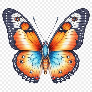 Colorful butterfly illustration with transparent background for commercial or personal use.
