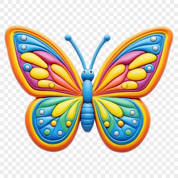 A colorful insect with wings spread wide on a transparent background.