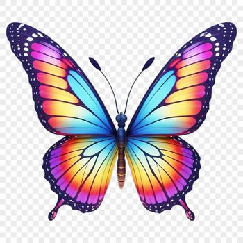 A colorful, high-resolution butterfly with transparent background, suitable for sublimation printing.