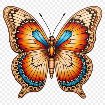 A colorful butterfly with intricate patterns on its wings, suitable for commercial use in various designs.