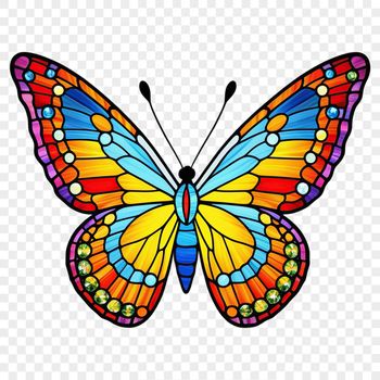 A high-resolution image of a colorful butterfly with transparent background, suitable for sublimation and commercial use.