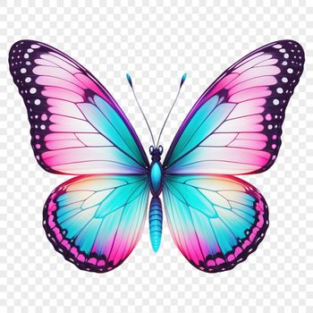 A high-resolution transparent image of a colorful butterfly with clear background, suitable for commercial and personal use.