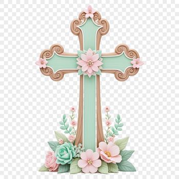 A clear background high resolution digital illustration of a cross symbol in a religious context.