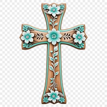 A transparent image of a crucifix with a clear background, suitable for sublimation printing or digital use.