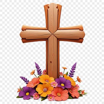 A high-resolution transparent PNG image of a cross with intricate details, suitable for commercial and personal use.
