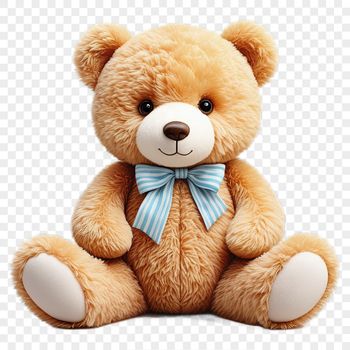 A clear transparent PNG image of a cute teddy bear with a simple background.