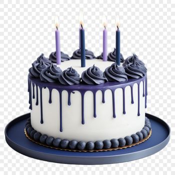 A high-resolution PNG image of a colorful birthday cake with clear background, suitable for commercial or personal use.