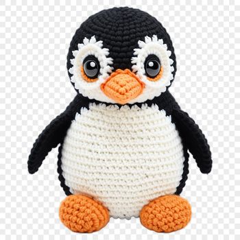 A small, fluffy penguin chick standing on snow-covered ground.
