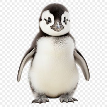 A small, adorable penguin chick in a clear transparent background.