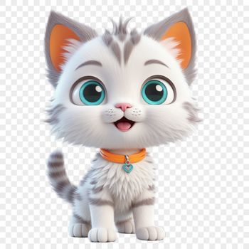 A high-resolution PNG image of a small grey kitten with clear background, suitable for sublimation printing.