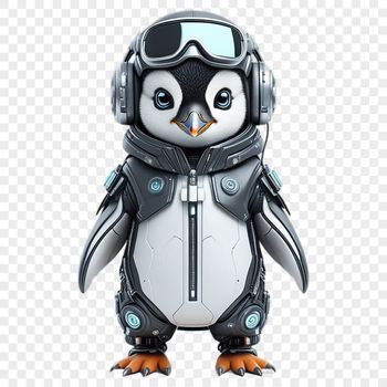 A small, adorable penguin in a transparent background, suitable for print or digital use.