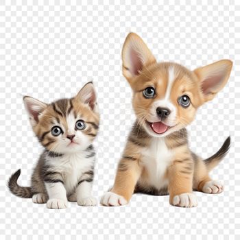 A high-resolution transparent image of a puppy kitten with a clear background.