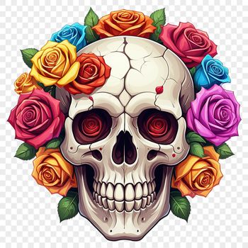 A transparent skull illustration with a clear background, suitable for commercial and personal use.