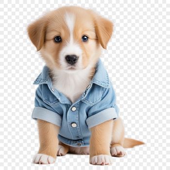 A transparent PNG graphic featuring a small adorable dog in a simple composition.