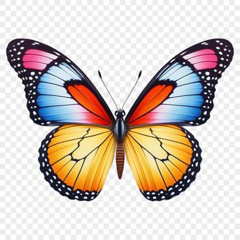 A close-up photograph of a colorful butterfly in flight.
