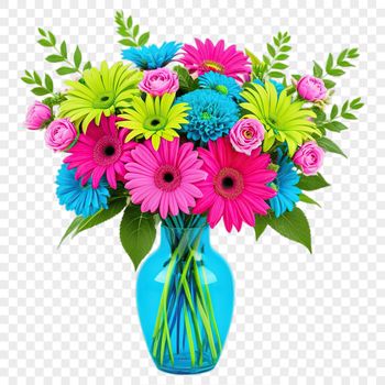 A high-resolution bouquet of flowers with a transparent background, ideal for commercial and personal use in various designs.