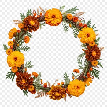 A floral wreath with a clear background, perfect for high-resolution print or web use.