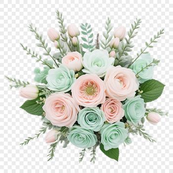 A bouquet of flowers in a clear background.