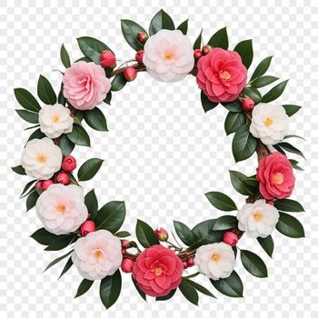 A colorful floral wreath designed with a transparent background, perfect for personal or commercial projects.