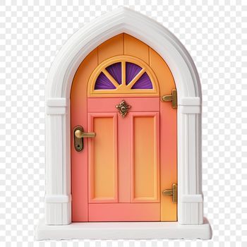 A small, intricately designed Fairy Door with a transparent background.