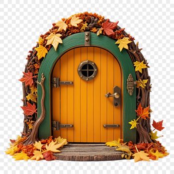 A whimsical fairy door with a transparent background in PNG format.