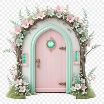 A small, transparent Fairy Door with a clear background, perfect for sublimation printing.