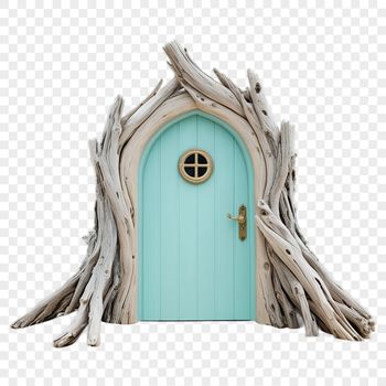 A detailed, high-resolution illustration of a small fairy door with intricate details and a clear background.