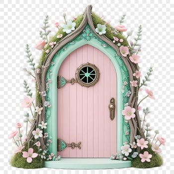 Fairy door with a clear background, perfect for sublimation printing or digital design.