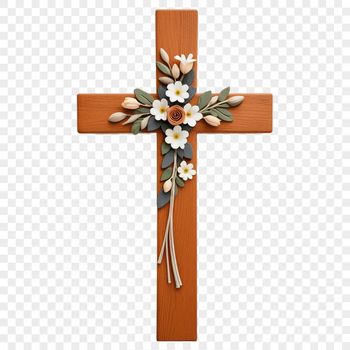 A high resolution transparent image of a simple cross with intricate details.