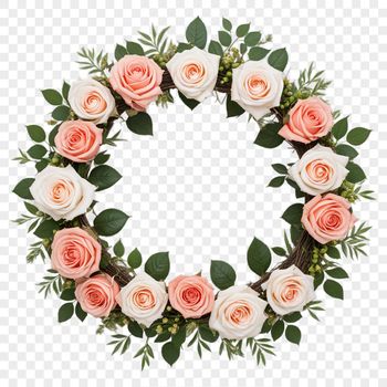 A high-resolution floral wreath design with clear background, suitable for sublimation and commercial use.